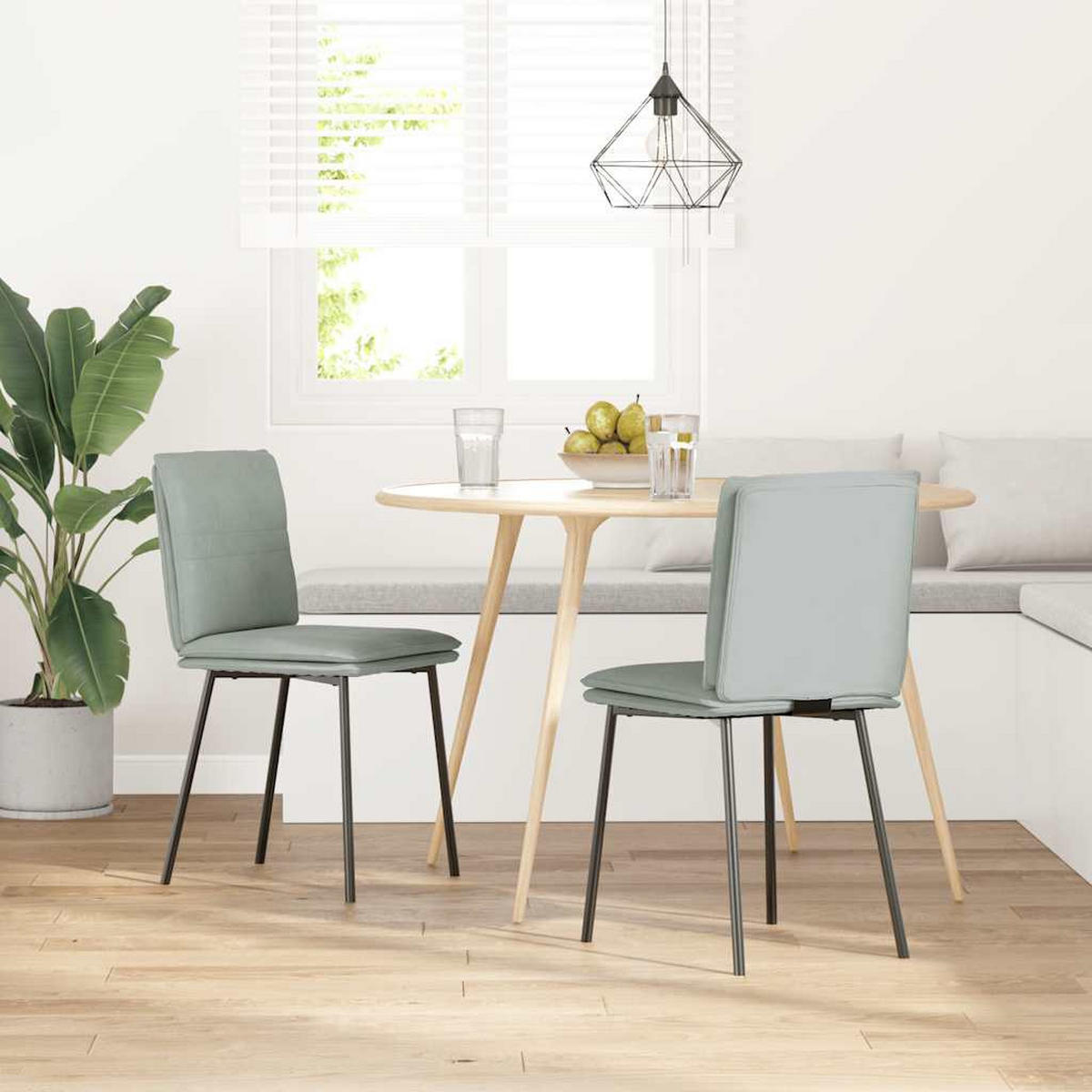 ESSZIMMERSTÜHLE 2 Stk. Hellgrau Samt 45*54*83cm - Hellgrau, Metall (45/83/54cm) - ZMH