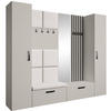 GARDEROBE Margaret XL 242/203/43 mit gepolsterten Paneelen/Lamellen/Spiegel - Kaschmir/Beige, Holzwerkstoff/Kunststoff (242/203/43cm) - Beautysofa