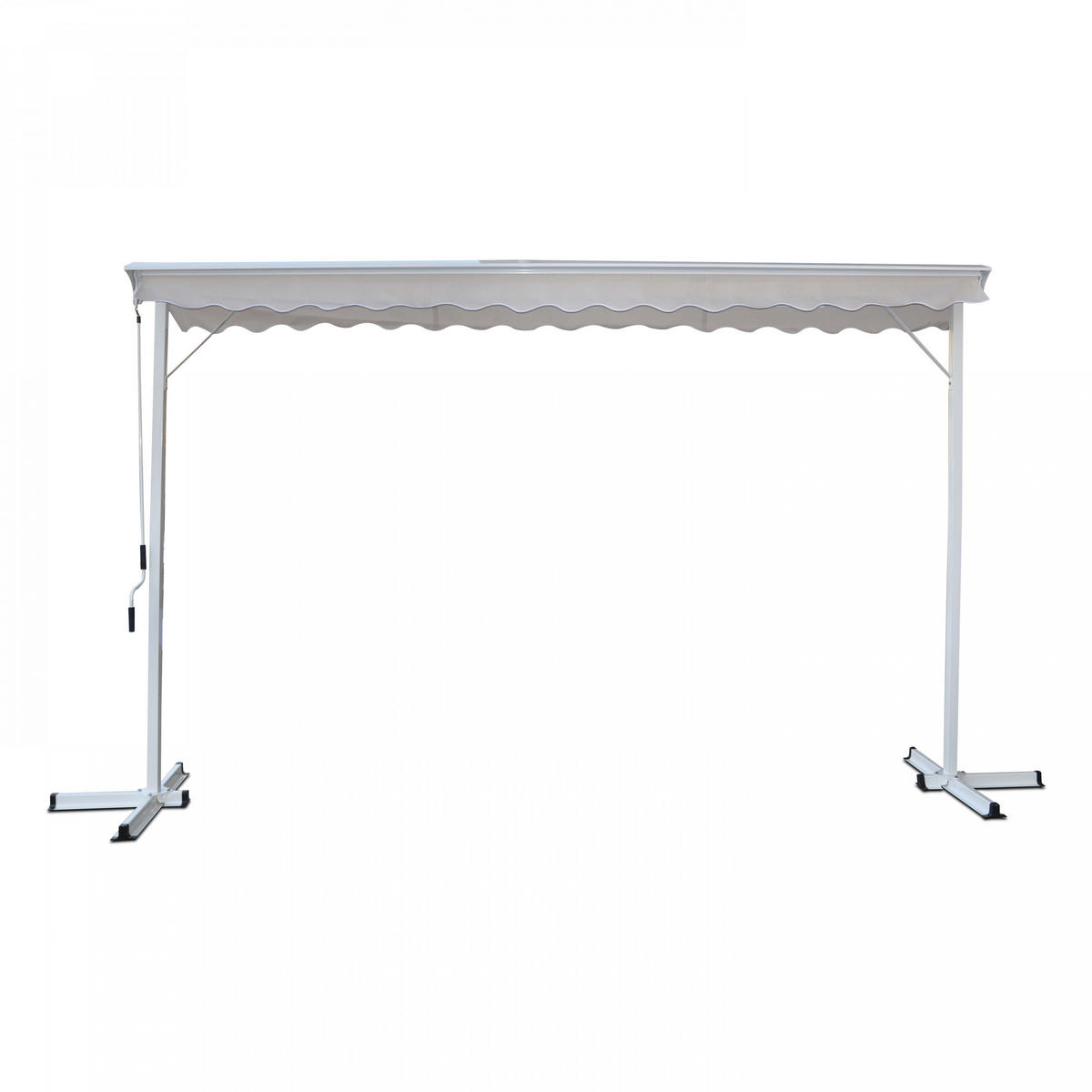 DOPPELSCHRÄGMARKISE 3x4m mit 4 Gewichtsplatten, Weiß - Weiß, Metall (300/250/400cm) - Oviala