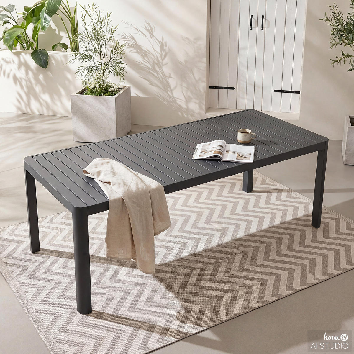 GARTENTISCH - Aluminium - Anthrazit - Ausziehbar - Anthrazit, Metall (100/180/75cm) - home24