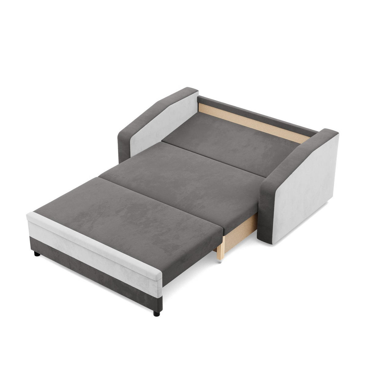 SOFA 2-SITZER MIT SCHLAFFUNKTION ORION, Grau + Weiß - Weiß/Grau, Textil (148/90/87cm)