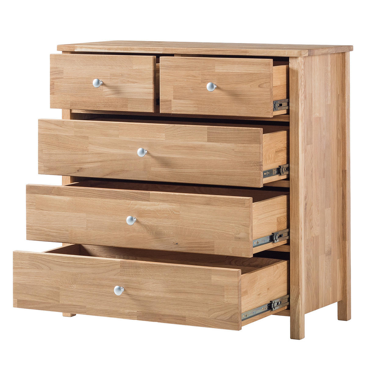 KOMMODE - Eiche massiv - Eichefarben, Holz (90/90/40cm) - home24
