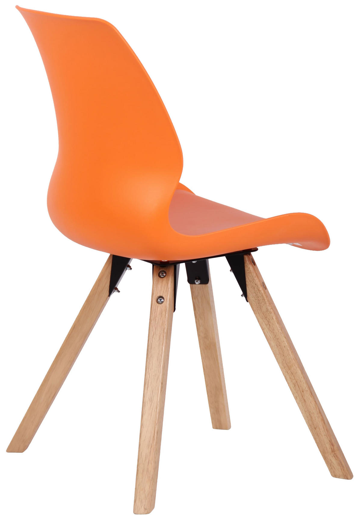 STUHL Kunststoff orange - Eukalyptusholzfarben/Orange, Holz/Kunststoff (49/87.5/58cm) - CLP
