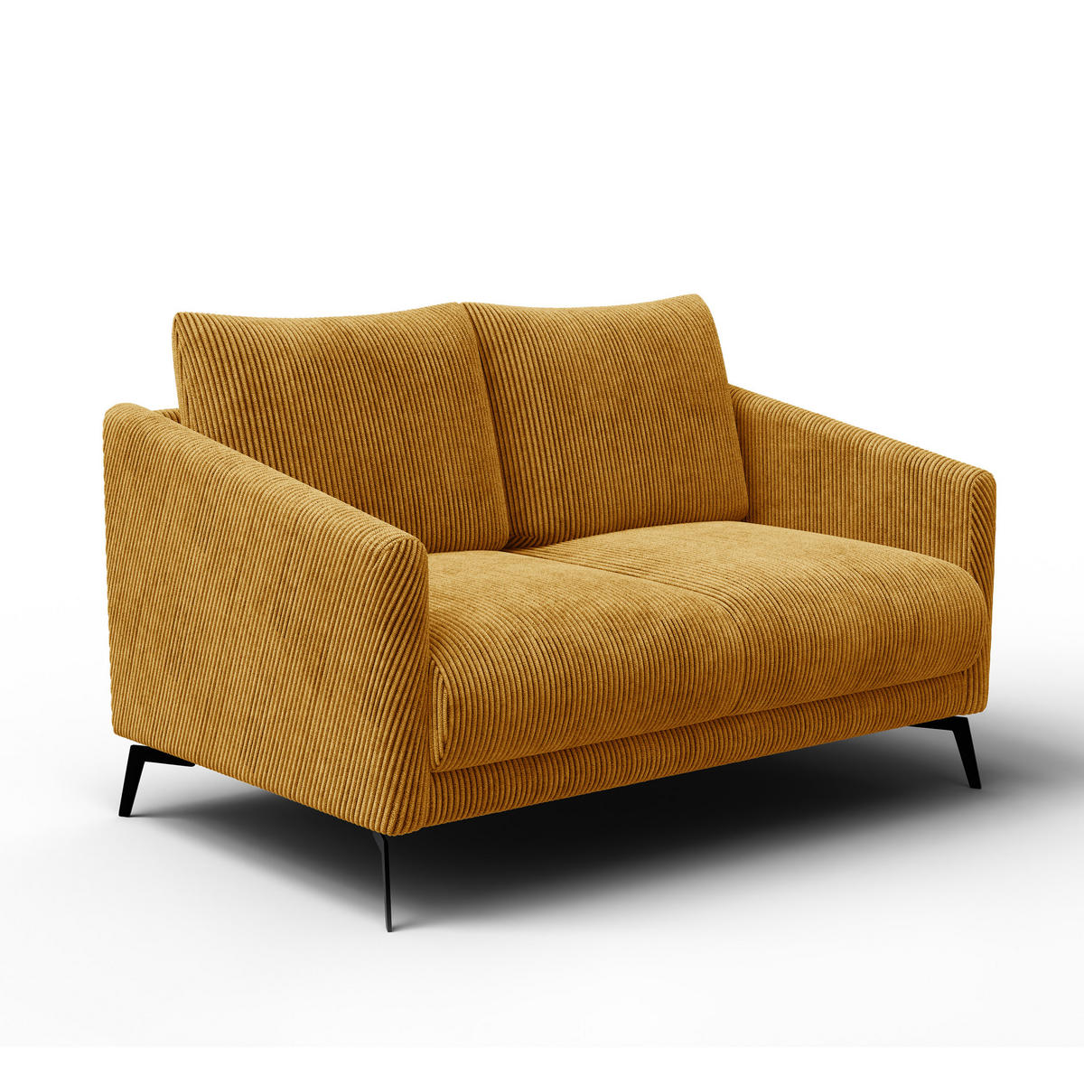 SOFA VILT 2-Sitzer, safran - Gelb/Schwarz, Holzwerkstoff/Textil (142/89/94cm) - Courtois Laville