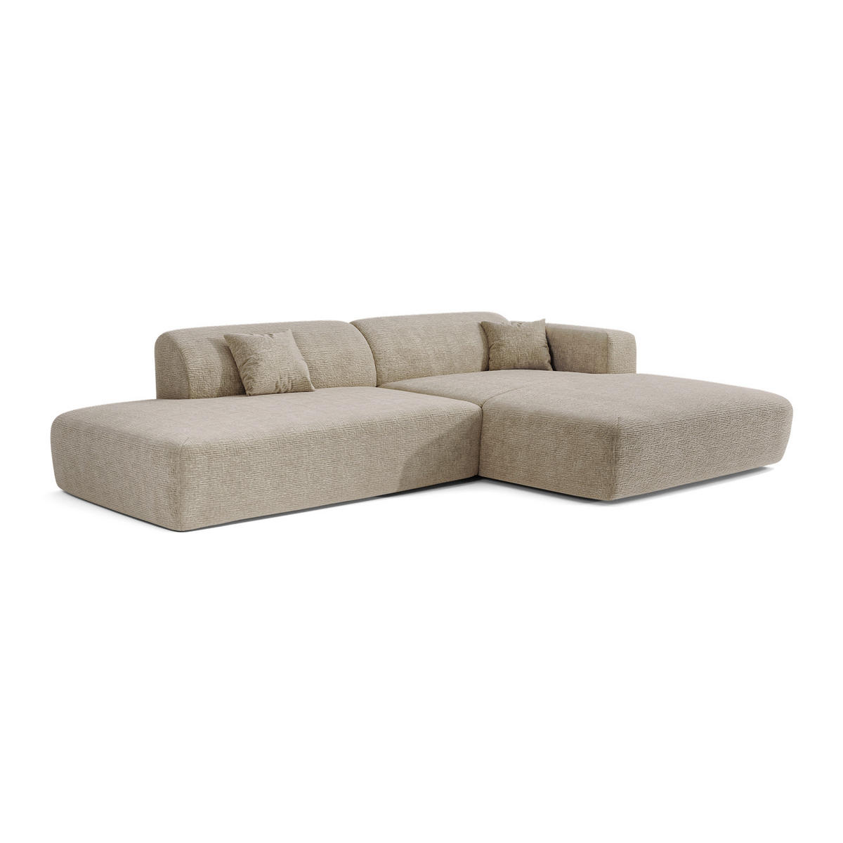 ECKSOFA RECHTS Gemusterter Samt Beige 310cm - Beige, Textil (300/96cm) - Sia Home