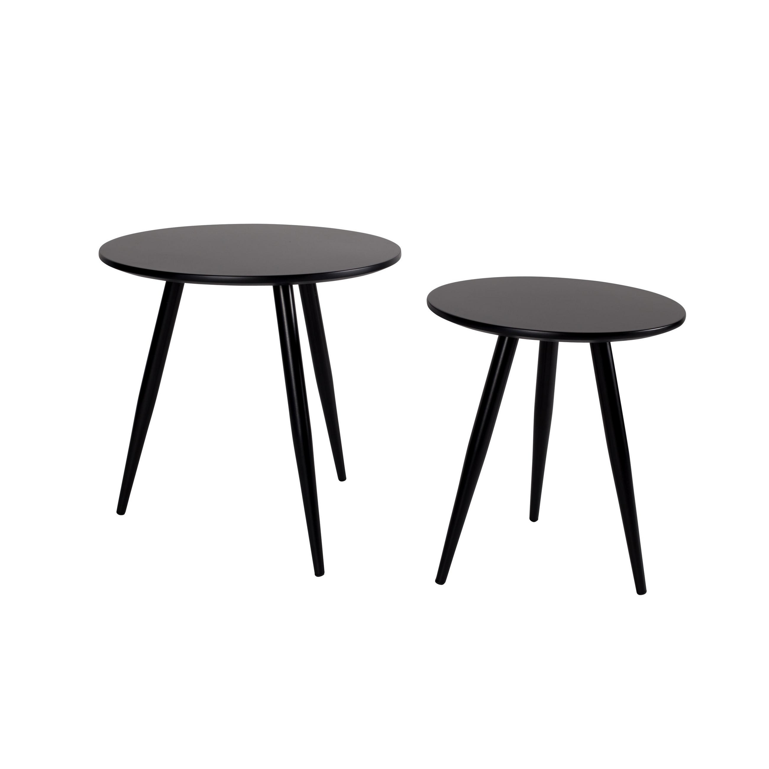 BEISTELLTISCH Daven Rund Weiß 2er-Set - Schwarz, Holz (50/50/50cm) - Housecraft Living
