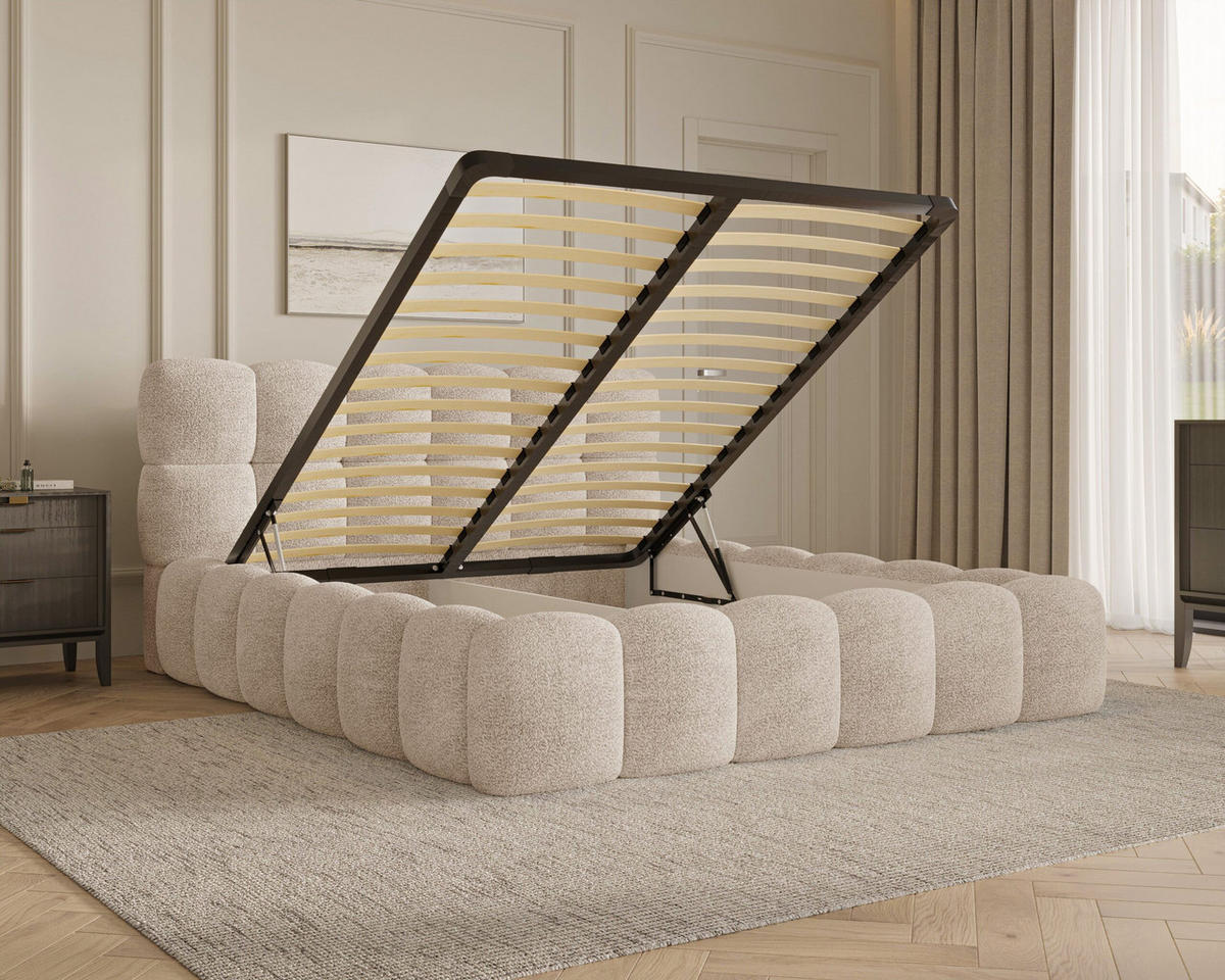 POLSTERBETT - Bett 19 - 180x200 - Beige (Arena 02) - Beige, Holzwerkstoff/Textil (180/200cm) - Möblo