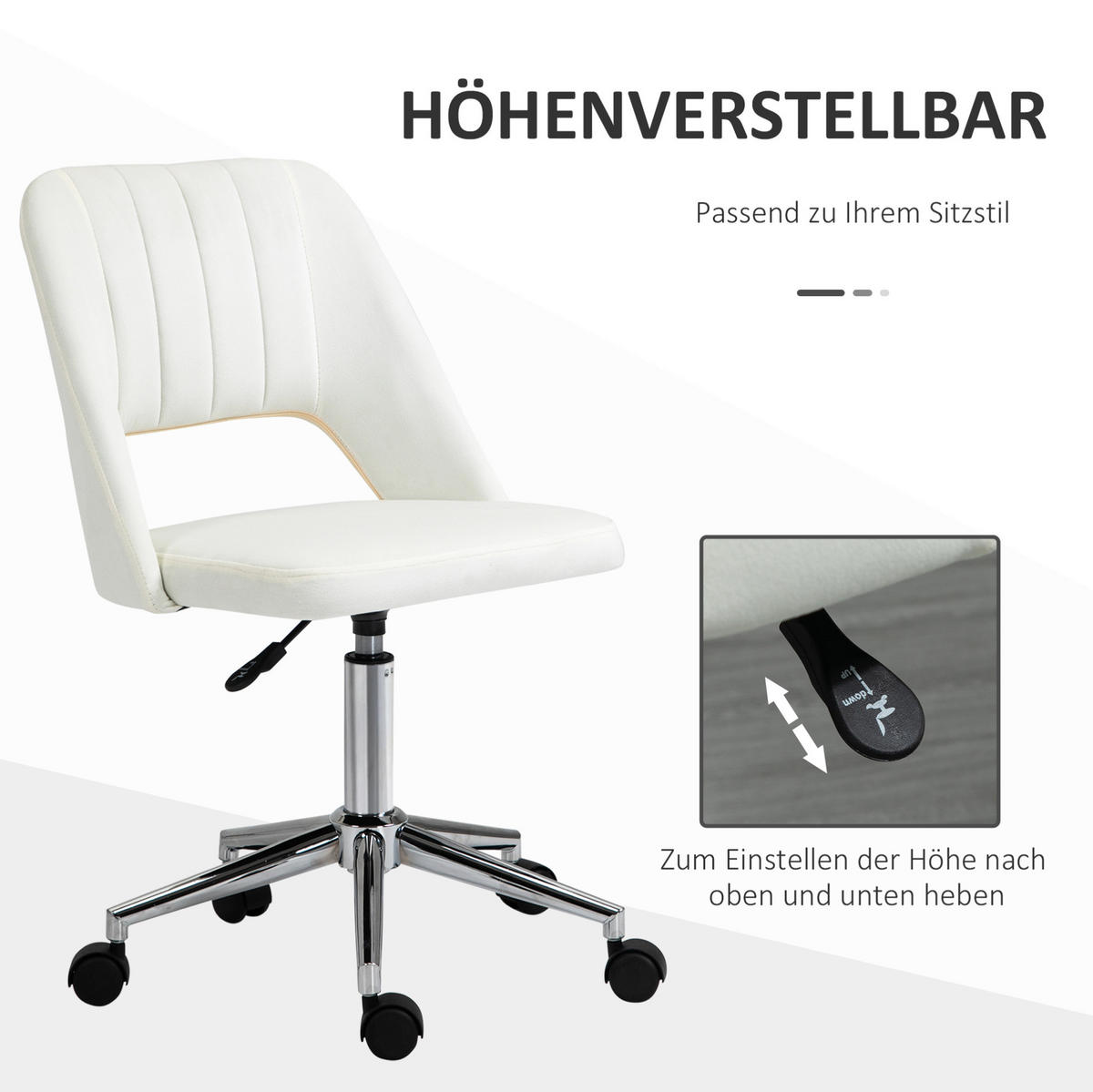 DREHSTUHL höhenverstellbar Beige Polyester - Beige, Kunststoff (60/91/49cm) - Meubliv