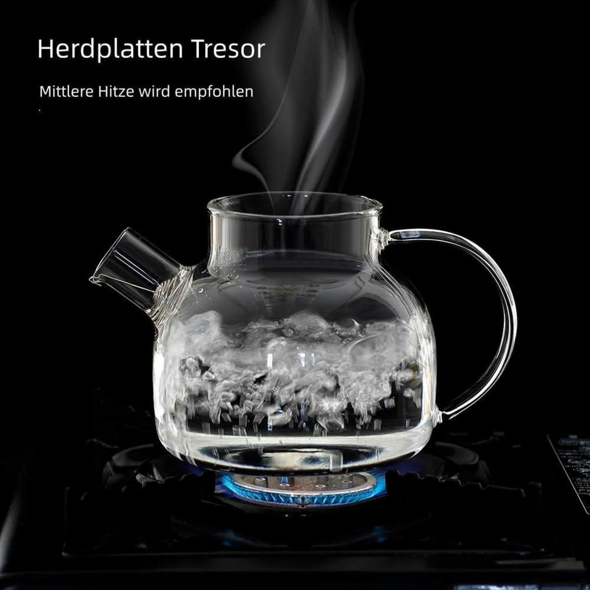 TEEKANNE Glas mit Siebeinsatz 600ml Herdplattensicher Bambusdeckel - Transparent, Glas (12.9/10.9cm)