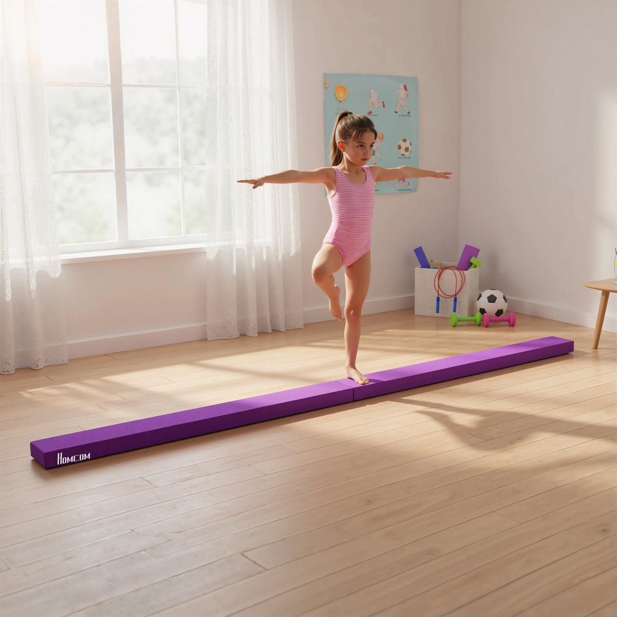 SCHWEBEBALKEN Jane faltbar 210/10/6.5 cm - Violett, Holz/Textil (210/10/6.5cm) - Jamb