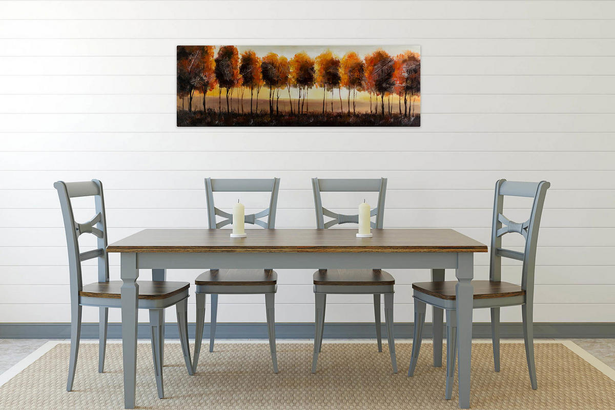 ÖLGEMÄLDE 150/50 cm - Schwarz/Orange, Holz/Textil (2/50cm) - KUNSTLOFT