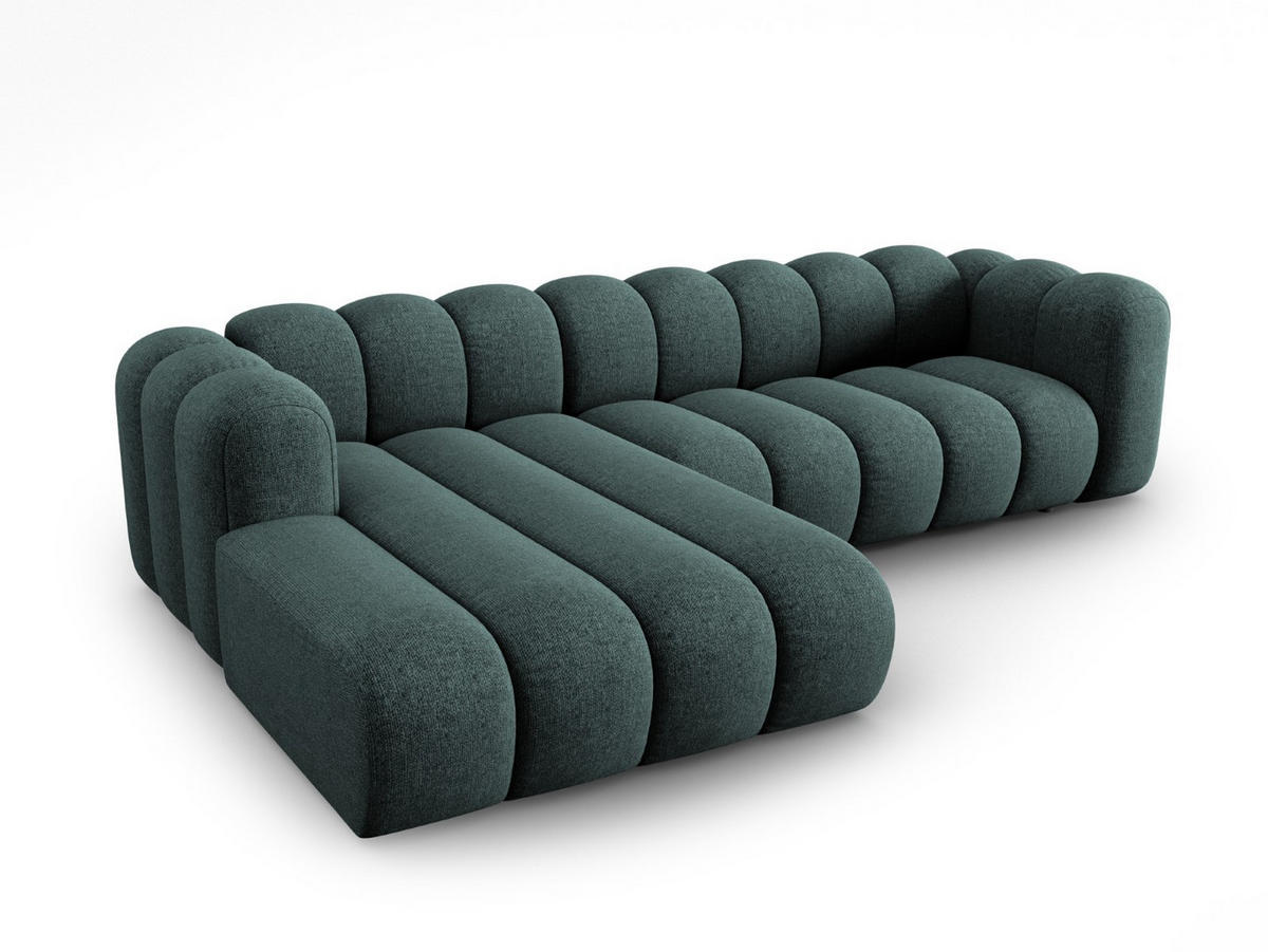 ECKSOFA modular links Lupine aus Chenille-Stoff petrol 4 Sitzplätze - Petrol, Textil (177/290cm) - Micadoni