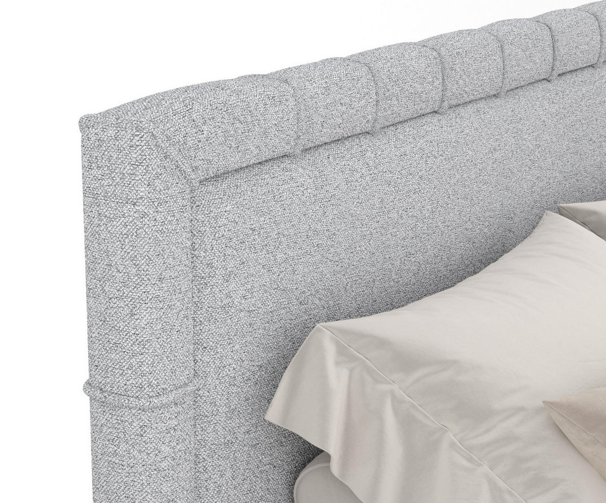 BOXSPRINGBETT Rimini Hellgrau 180/200 cm mit Matratze und Topper - Hellgrau/Naturfarben, Holz/Holzwerkstoff (180/200cm) - Maison de Reve