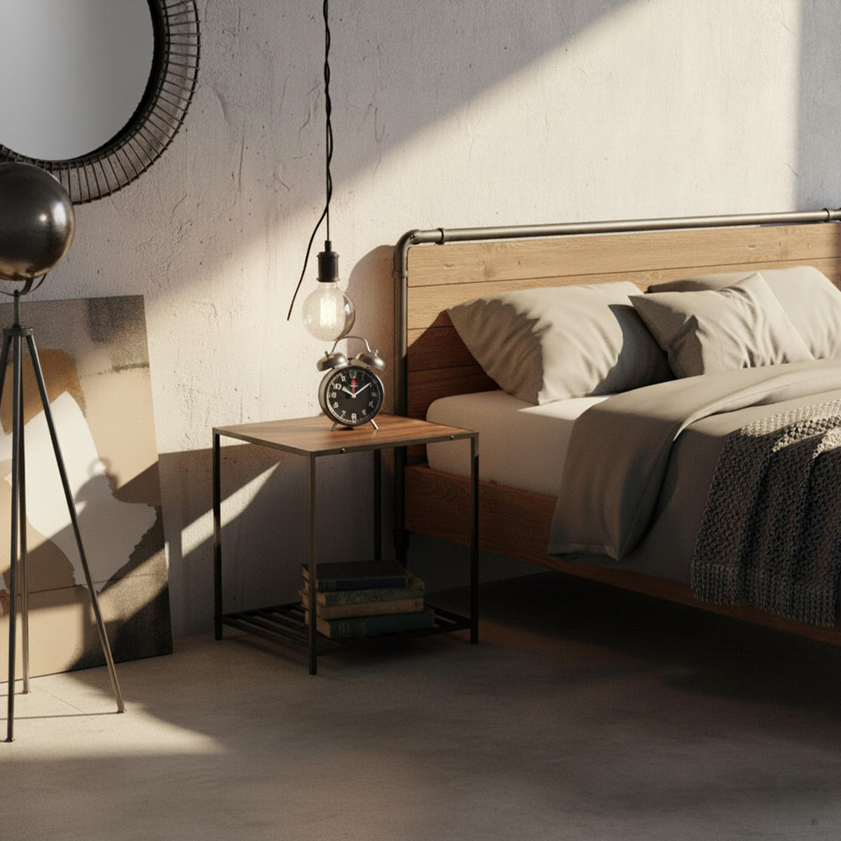 BEISTELLTISCH - Anthrazit, Holzwerkstoff/Metall (50.5/50.5/50cm) - Relaxdays