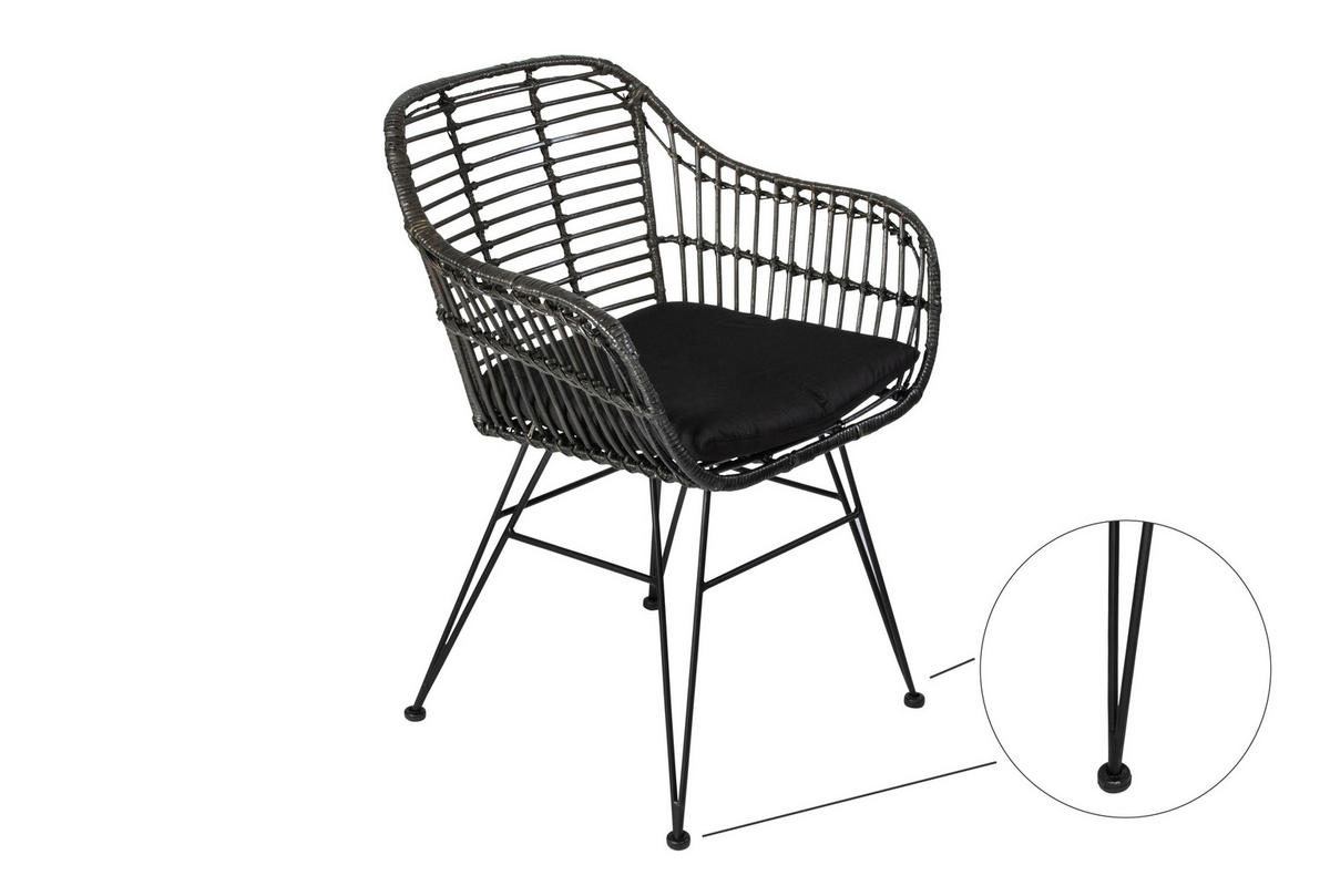 ESSZIMMERSTUHL ANTALYA - Schwarz, Naturmaterialien/Metall (43/82/40cm) - SAM