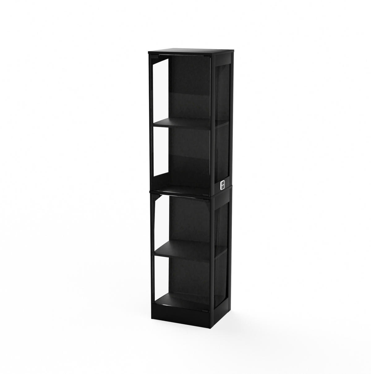 VITRINE mit LED-Beleuchtung 40 x 35 x 165 cm Acacia Wood - Schwarz, Holzwerkstoff (35/165/40cm) - Beauniv
