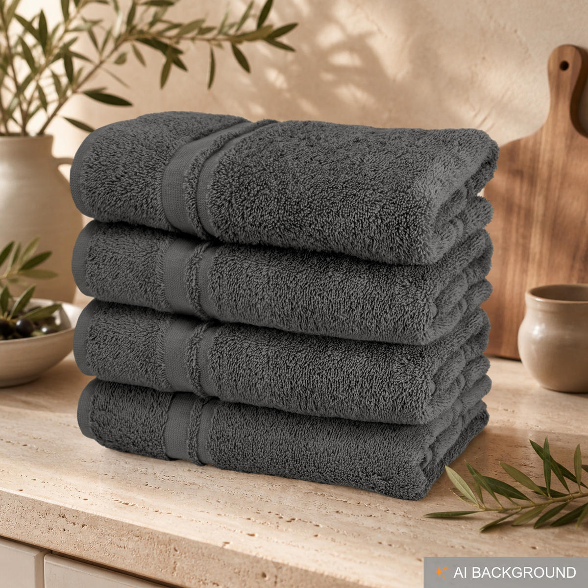 FROTTEE Küchenhandtücher 50x50 cm, 4er Set, Anthrazit Grau - Anthrazit, Textil (50/50cm) - Lashuma
