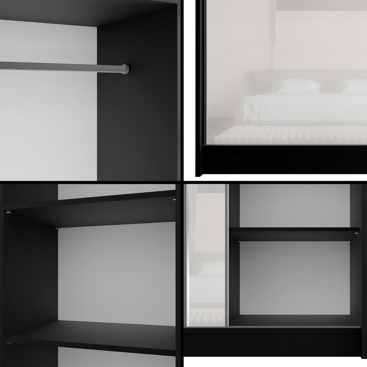 KLEIDERSCHRANK PEKA - 250 cm - Schwarz|Weiß - Schwarz/Weiß, Holzwerkstoff (250/215/61cm) - ALTDECOR