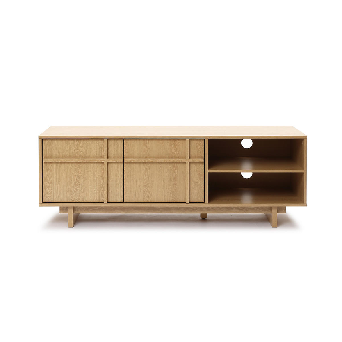 TV-SCHRANK im modernen skandinavischen Stil, TV-Lowboard mit 2 Türen & 2 Ablagen,Holzoptik | B140 x T40 x H50 cm - Braun, Holzwerkstoff (140/50/40cm) - Hometopia