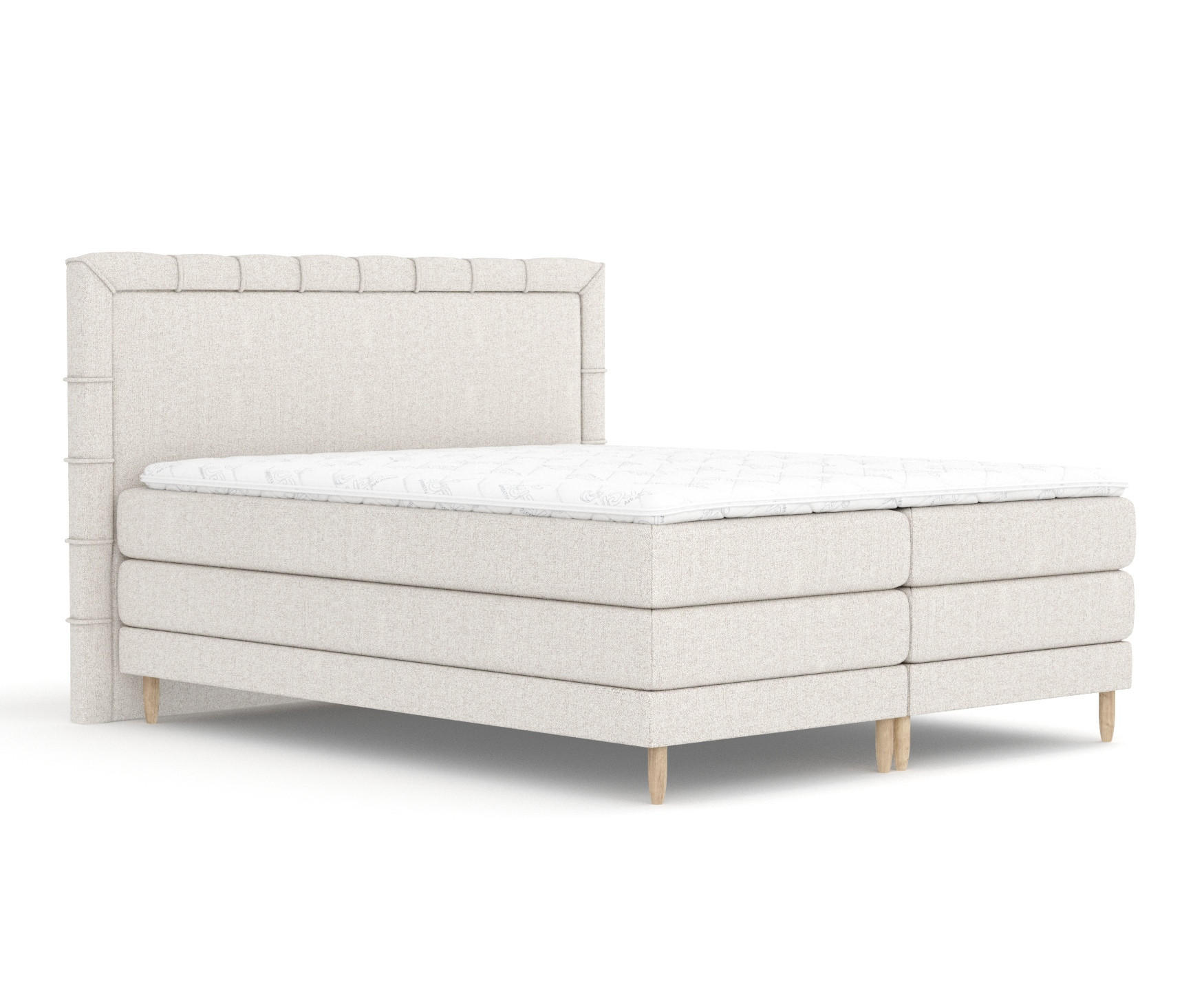 BOXSPRINGBETT Rimini Hellbeige 140/200 cm mit Matratze und Topper - Beige/Naturfarben, Holz/Holzwerkstoff (140/200cm) - Maison de Reve