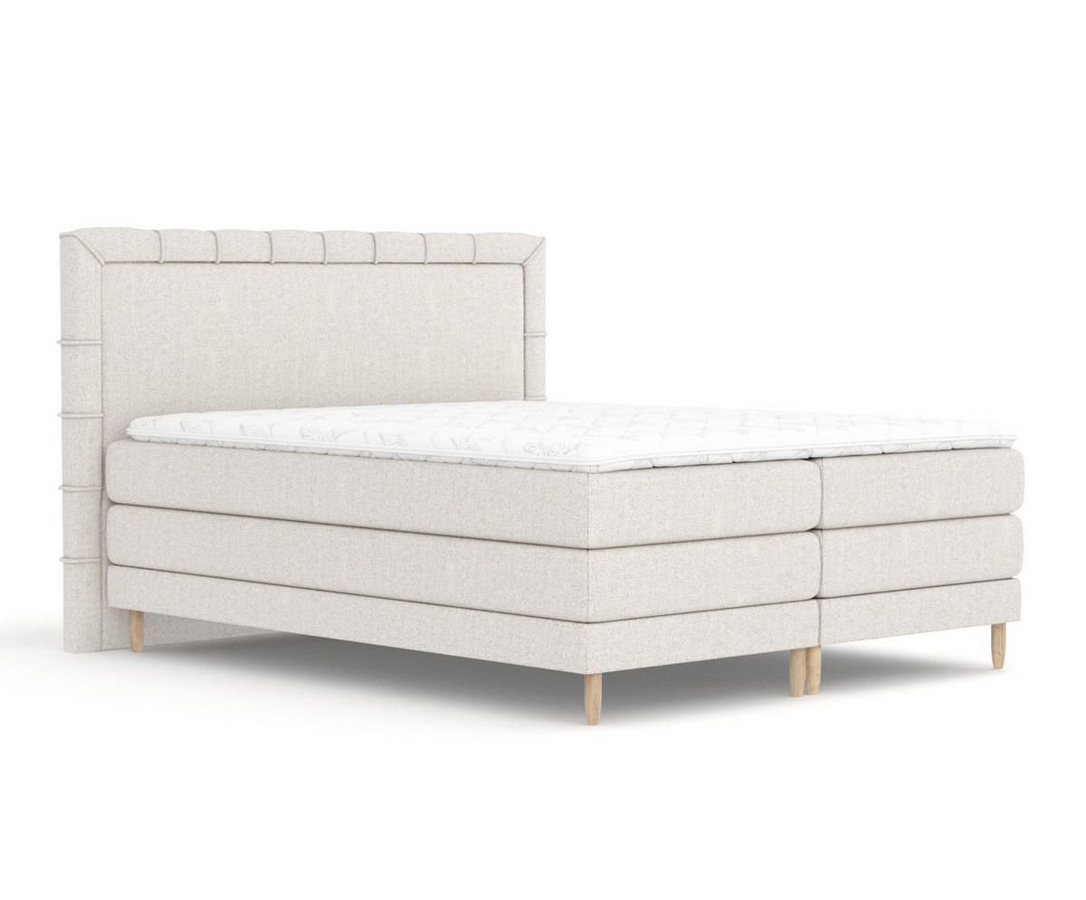 BOXSPRINGBETT Rimini Hellbeige 140/200 cm mit Matratze und Topper - Beige/Naturfarben, Holz/Holzwerkstoff (140/200cm) - Maison de Reve