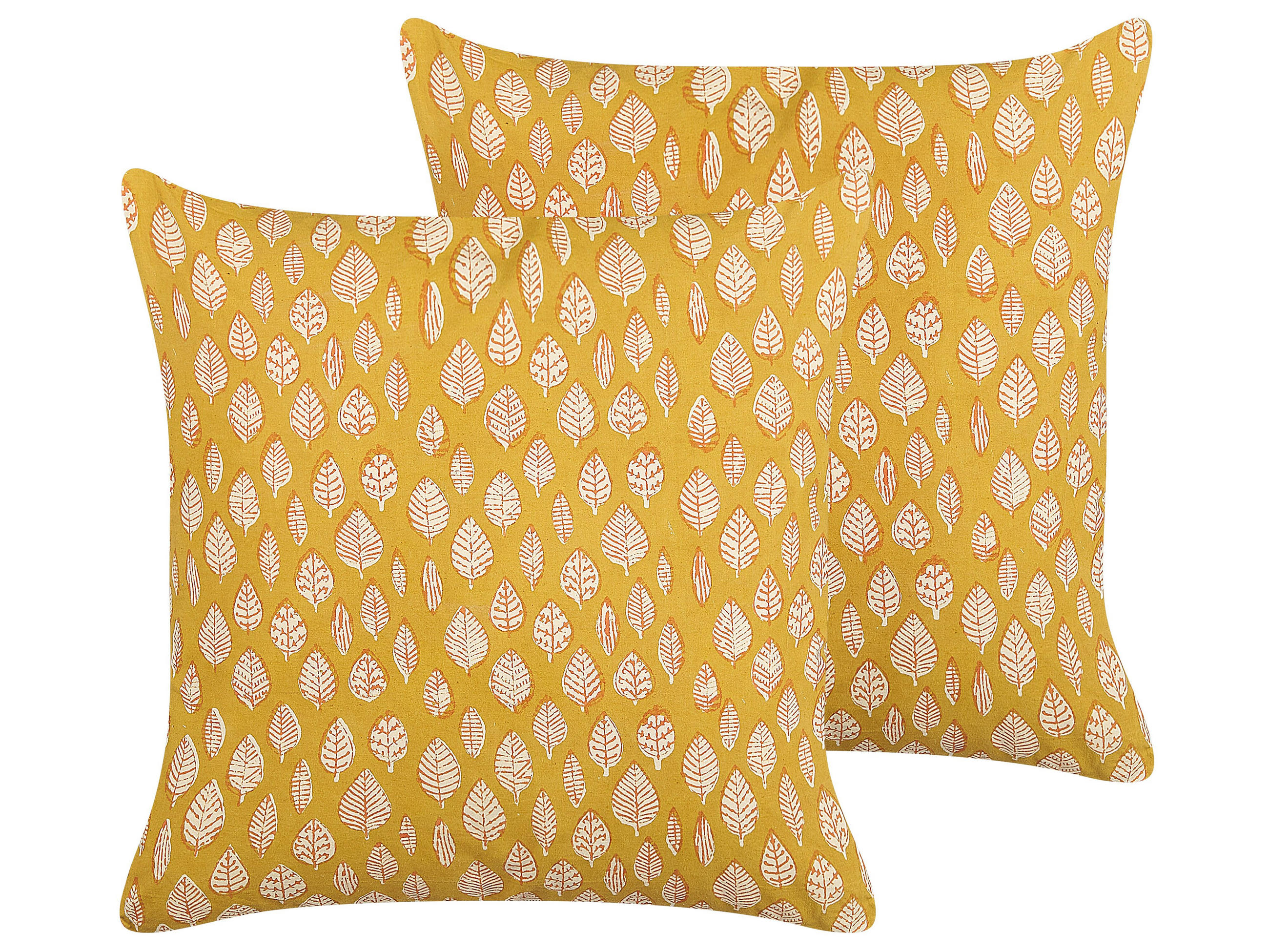 DEKOKISSEN 2er-Set Senfgelb 45/45 cm Ginnala - Dunkelgelb, Naturmaterialien/Textil (45/45cm) - Beliani