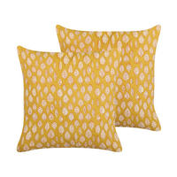 DEKOKISSEN 2er-Set Senfgelb 45/45 cm Ginnala - Dunkelgelb, Naturmaterialen/Textil (45/45cm) - Beliani