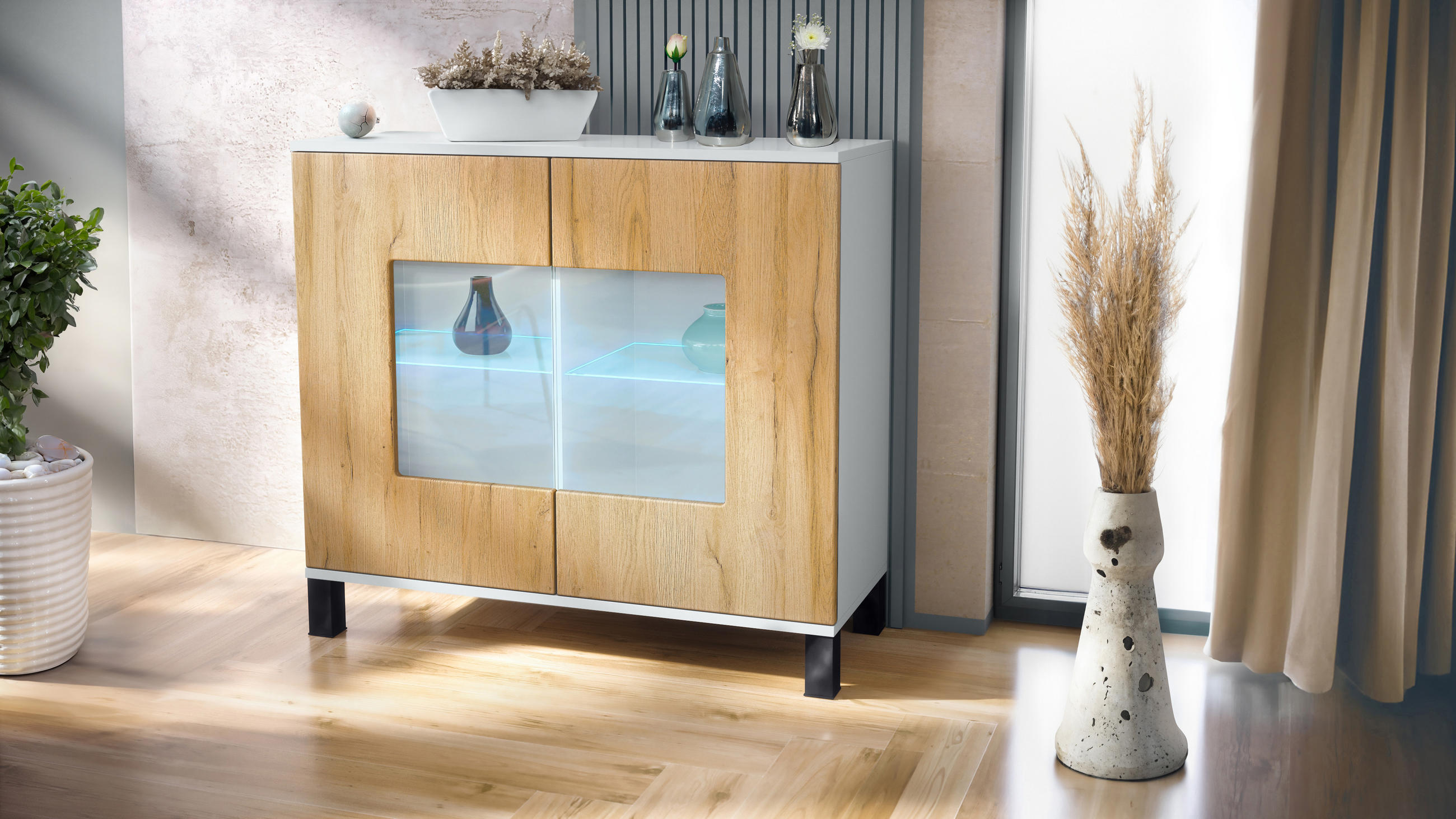 KOMMODE Grömitz Eiche Natur - Eichefarben, Holzwerkstoff (92.5/84.5/35cm) - Vladon