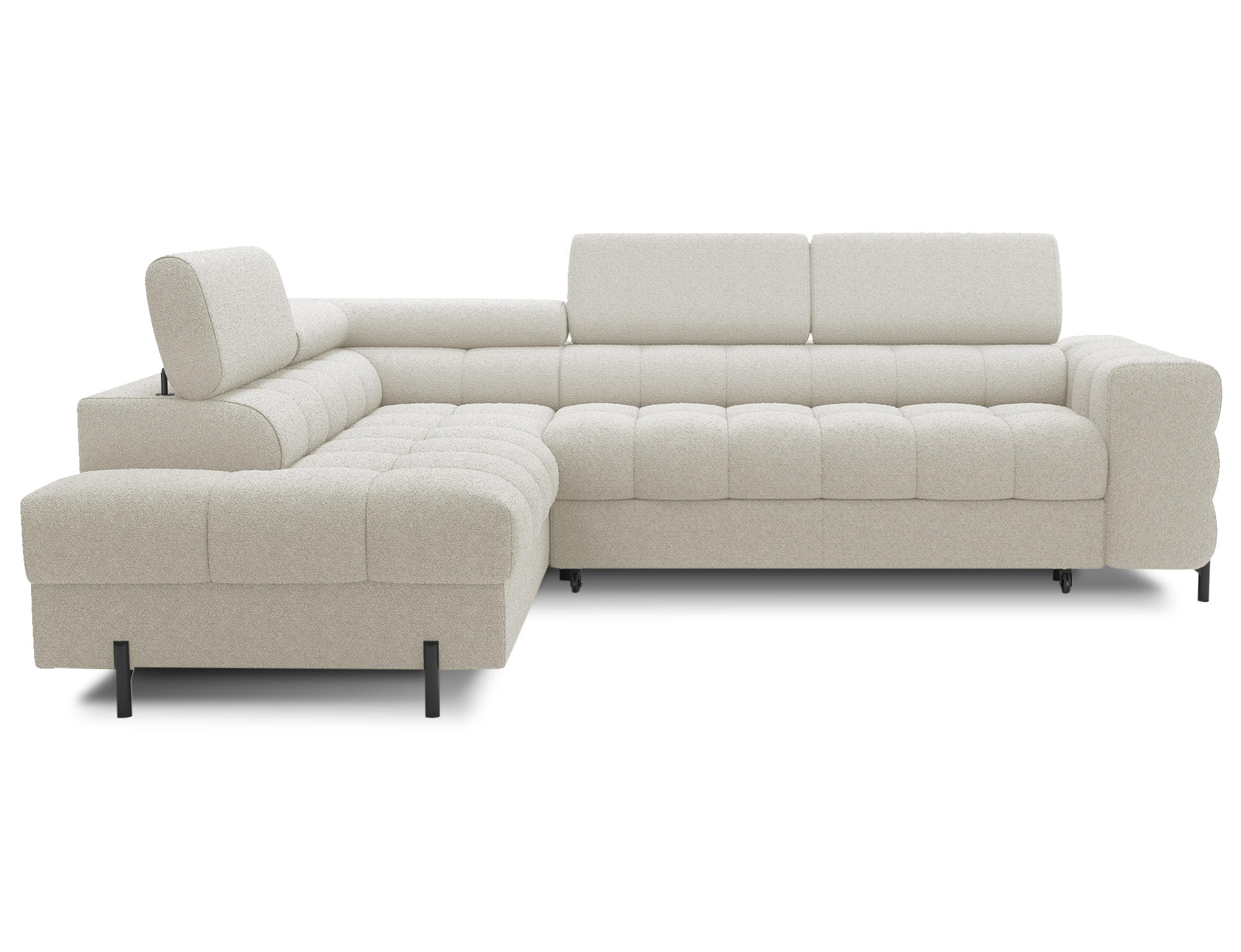 ECKSOFA FERUCCE L-Form – Polsterecke mit Schlaffunktion, Bettkasten & verstellbaren Kopfstützen 276 cm - Hellgrau, Kunststoff (276/200cm)