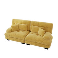 ECKSOFA modular mit tiefem Sitz, Rundarmlehnen und Dekokissen, Gelb - Gelb, Textil (220/77cm) - Redom