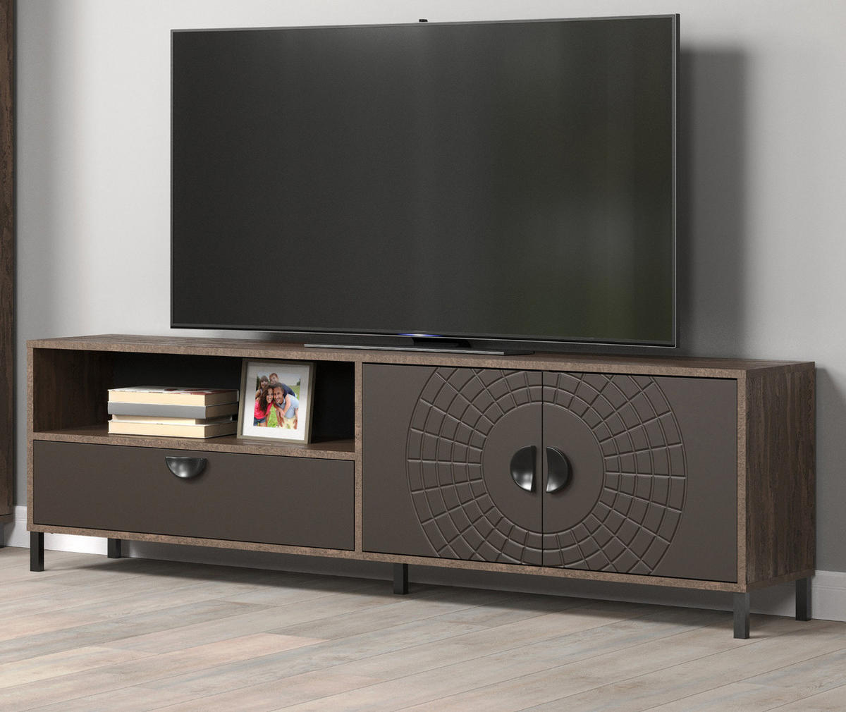 TV-LOWBOARD Bronze und Rostoptik 183 cm, TV Unterteil mit Soft-Close - Rostfarben/Schwarz, Holzwerkstoff/Metall (183/55/40cm) - Top.Furn