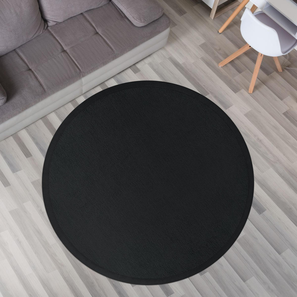KINDERTEPPICH Schwarz Ø 120 cm - Schwarz, Kunststoff (120/120cm) - TT Home
