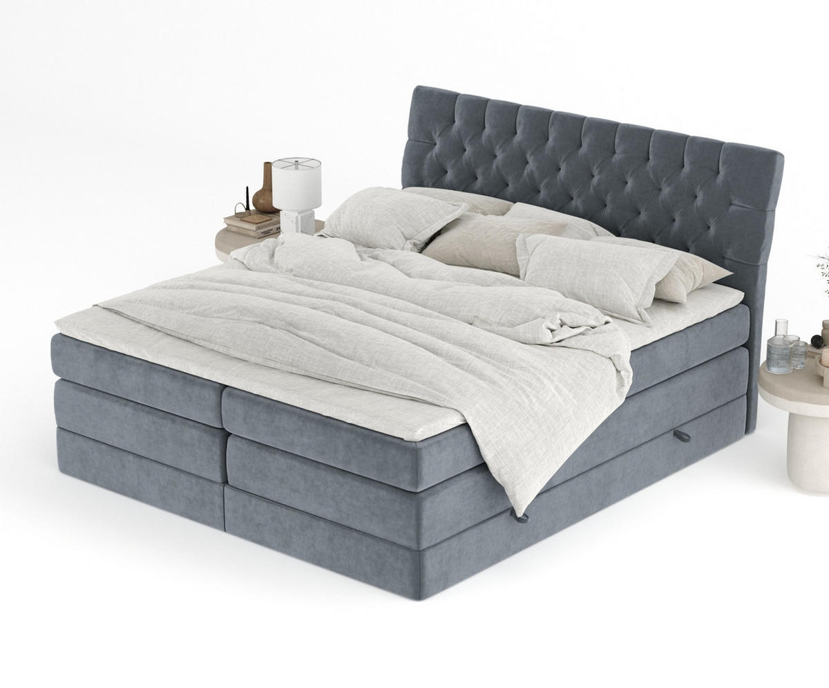 BOXSPRINGBETT Seraphine Grau 140/200 cm - Schwarz/Grau, Holz/Holzwerkstoff (140/200cm) - Maison de Reve