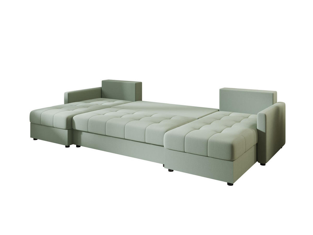ECKSOFA MOS U BIS Cosmic 16 mit Schlaffunktion - Hellgrün, Textil (285/85/140cm) - Bedante