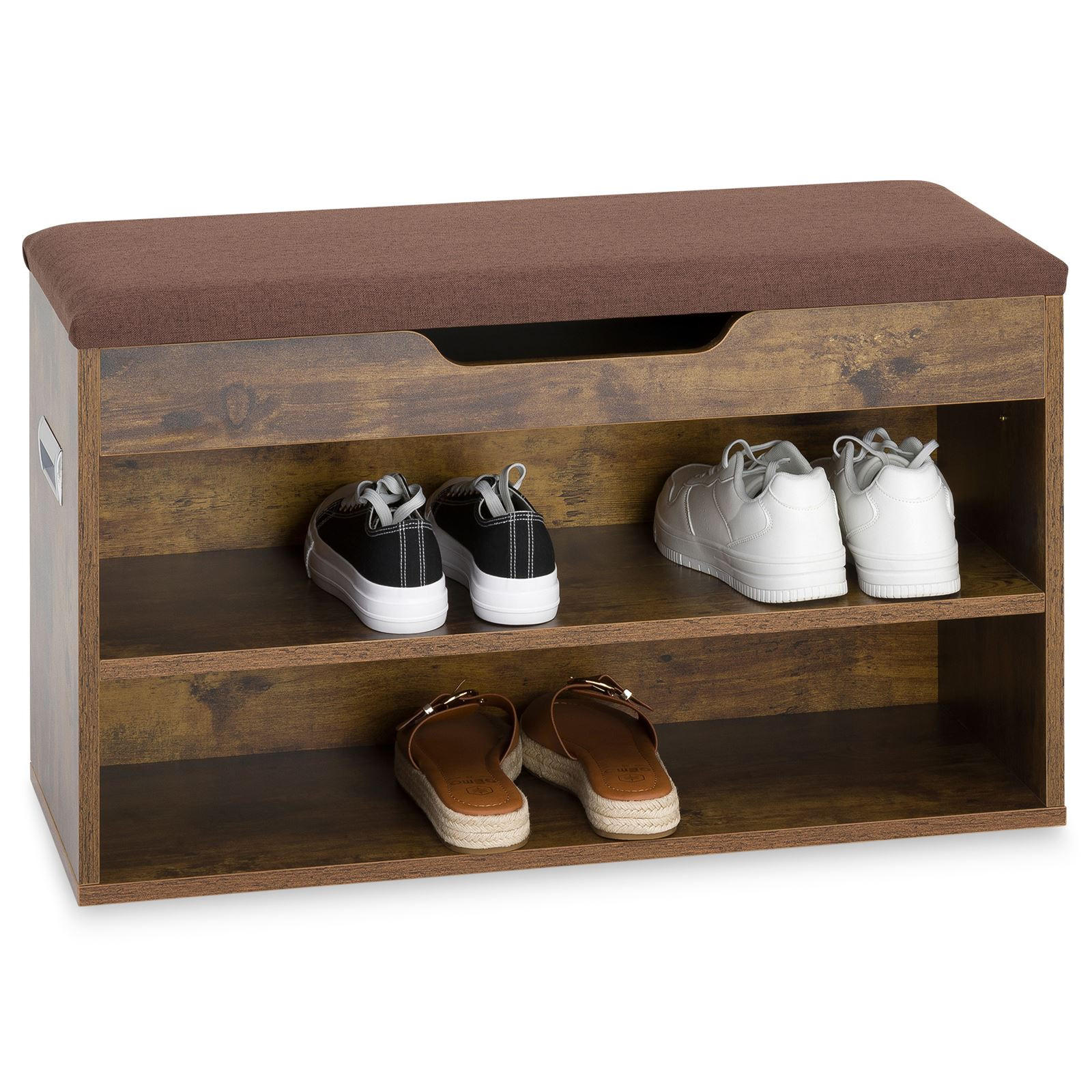 SCHUHBANK ISAAC - Dunkelbraun/Schwarz, Holzwerkstoff (60/45/30cm) - IDIMEX