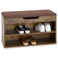 SCHUHBANK ISAAC - Dunkelbraun/Schwarz, Holzwerkstoff (60/45/30cm) - IDIMEX