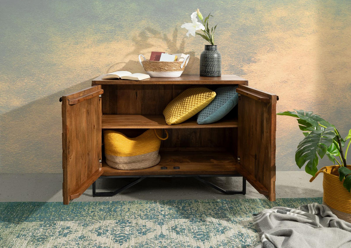 KOMMODE Mango 107x46x86 braun lackiert STILMÖBEL #115 - Braun, Holz (107/86/46cm) - Massivmoebel24
