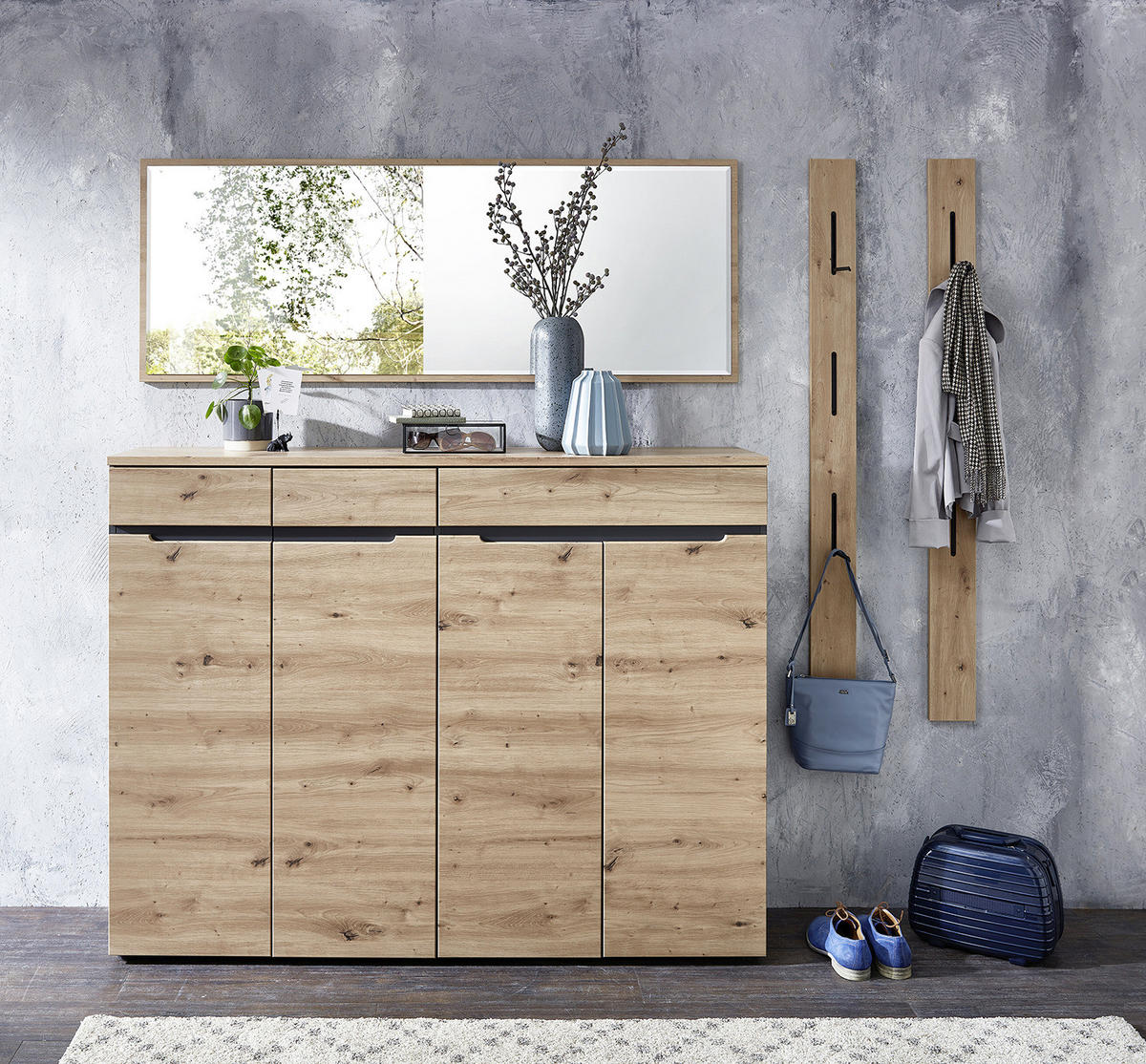 GARDROBENPANEEL Breite 13 cm - Eiche Artisan Dekor - Beige, Holzwerkstoff/Metall (13/151/2cm) - home24