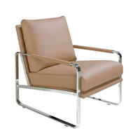 SESSEL Öko-Ledersessel Nerz 67/100/89 cm - Edelstahlfarben/Grau, Textil (67/89/100cm) - ANGEL CERDA