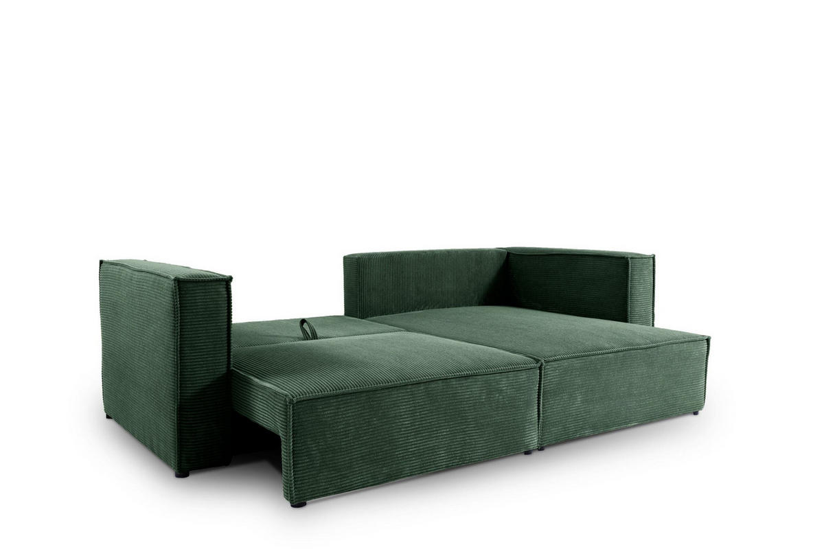 ECKSOFA mit Schlaffunktion Cord Grün - Grün, Textil (245/148cm) - Furnisell