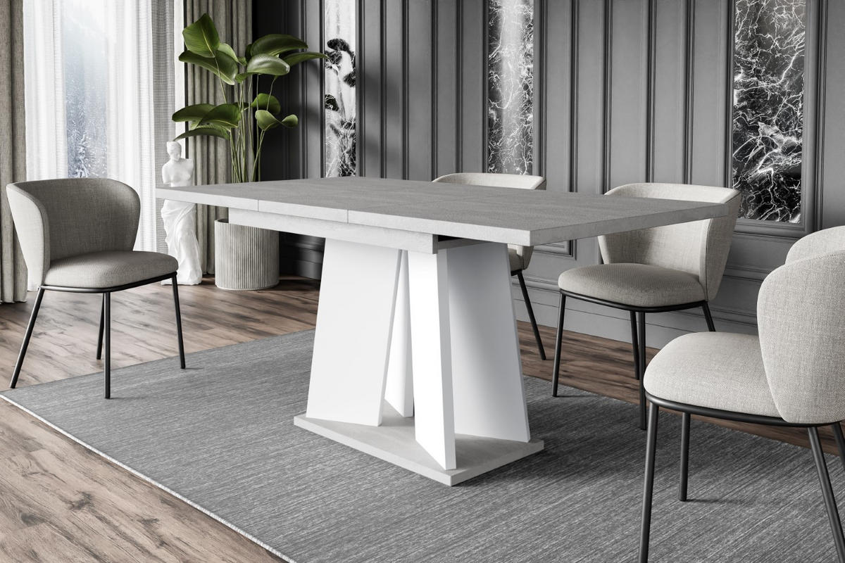 ESSTISCH ausziehbar 120 -160x90x75 cm - Betonoptik K350/Weiß - UFOM - Weiß, Holzwerkstoff (120/90/75cm) - ALTDECOR