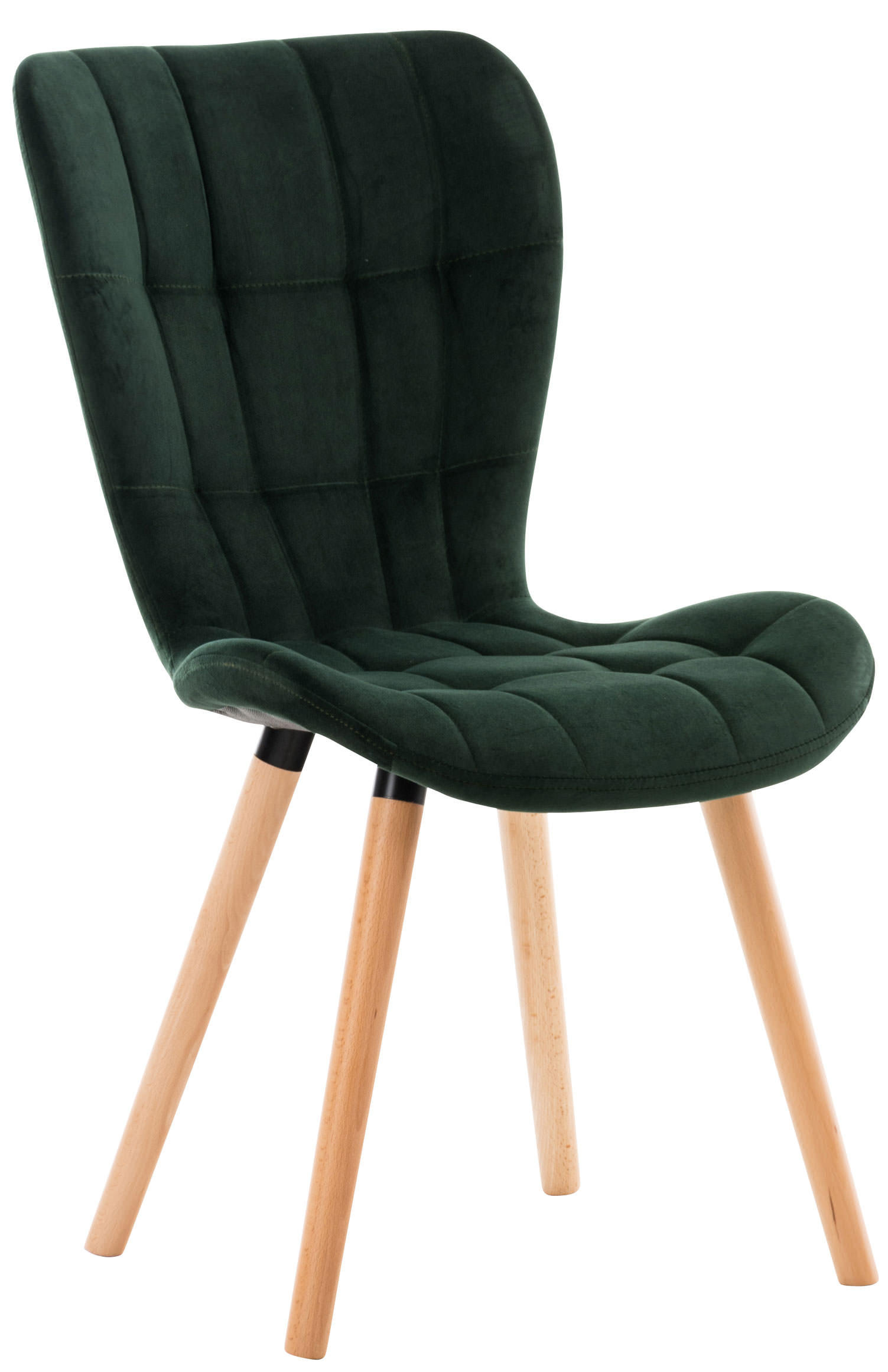 STUHL Samt grün - Eukalyptusholzfarben/Grün, Holz/Textil (50/88/63cm) - CLP