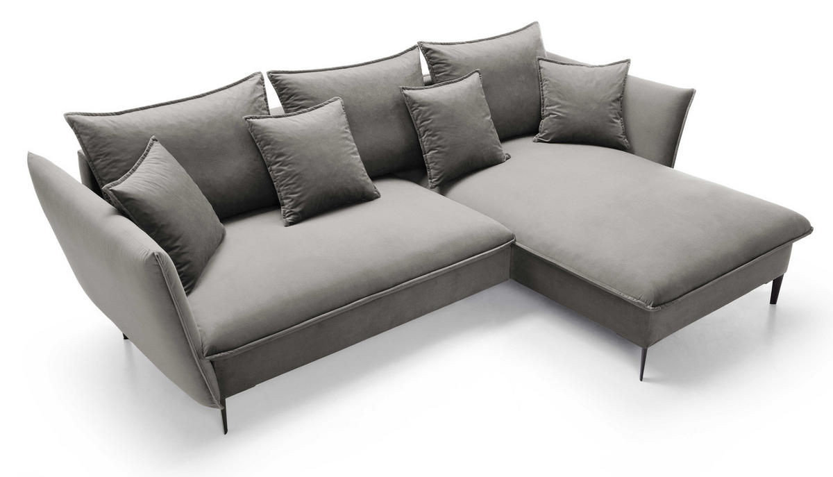 ECKSOFA Flavio mit Schlaffunktion, Bettkasten 260 cm, Rechts, Dunkelgrau - Dunkelgrau, Holz (167/258cm) - Emporius