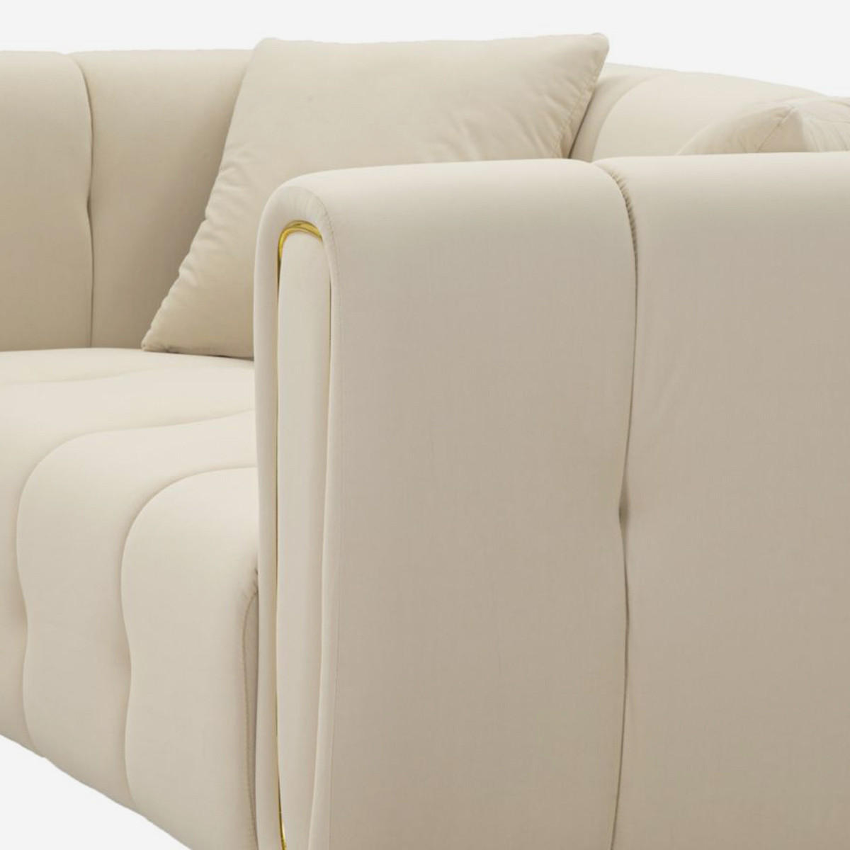 2-SITZER Sofa Samt Alma - Beige - Beige, Textil (81/71/155cm) - Pasmara