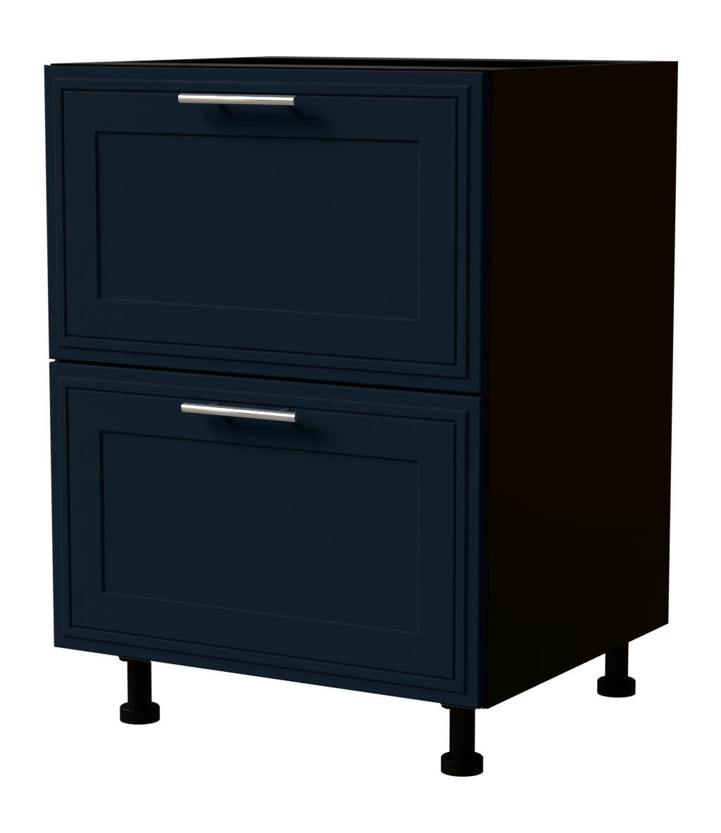 Feldmann-Wohnen Schubladenunterschrank Dunkelblau, Schwarz 60x82x50 cm