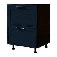 SCHUBLADENUNTERSCHRANK Salo D2/60 Schwarz / Indigo Matt 60 / 50 / 82cm - Blum Teilauszug - Schwarz/Dunkelblau, Holz/Holzwerkstoff (60/82/50cm) - Feldmann-Wohnen