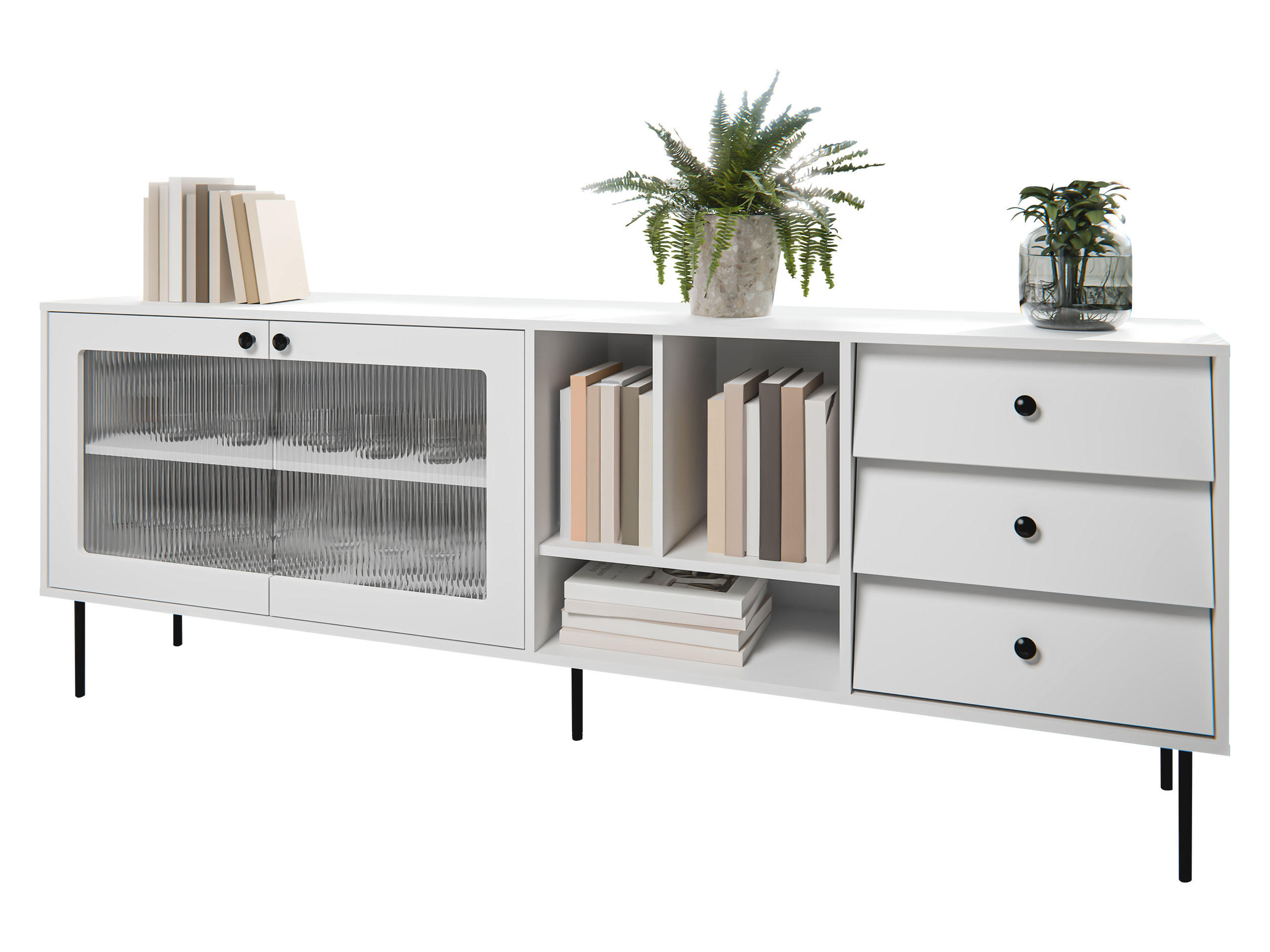 SIDEBOARD Valerio 200 - Schwarz/Weiß, Holzwerkstoff/Kunststoff (200/75/39cm) - MIRJAN24