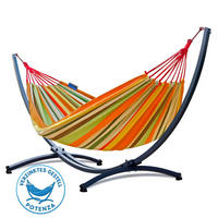 HÄNGEMATTE mit Verzinktem Gestell, 2 Personen, XXL, 200 kg, Metall, Orange, einfache Montage - Orange, Metall (370/130/120cm) - Potenza