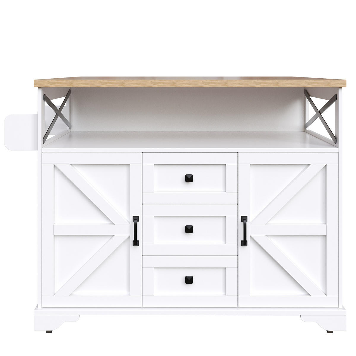 KÜCHENINSEL 120/43/98 cm weiß aus MDF mit klappbarer Platte - Weiß, Holzwerkstoff (120/98/43cm) - OKWISH