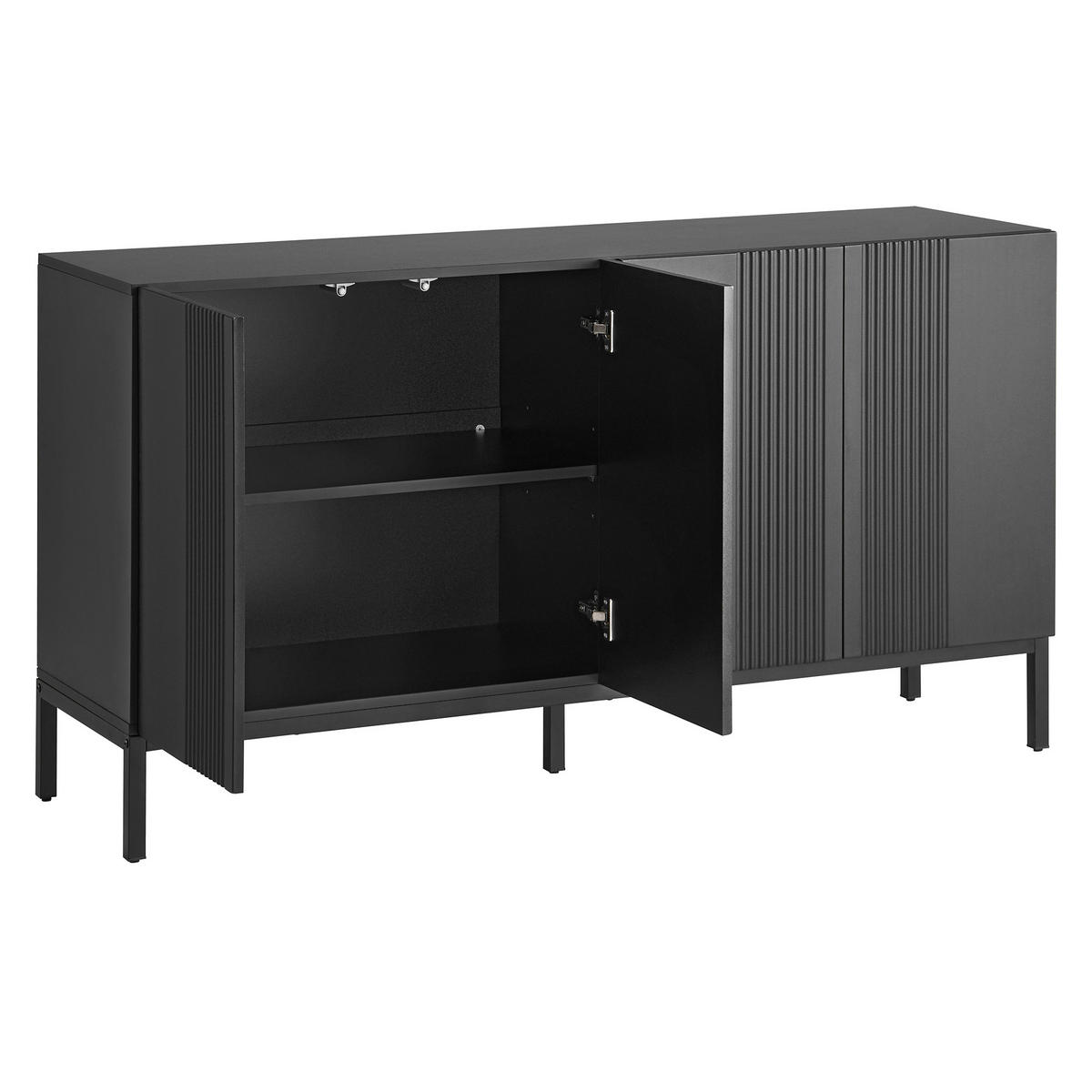 SIDEBOARD 145/42/80 cm schwarz aus MDF mit verstellbaren Einlegeböden - Schwarz, Holzwerkstoff (145/80/41.5cm) - OKWISH